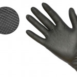 GUANTES DE NITRILO NEGROS DIAMANTADO EN AMBAS CARAS 8.5GR